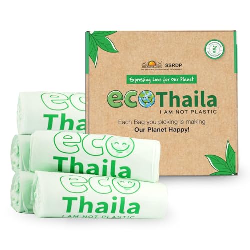 Eco Thaila - ECO Friendly Garbage Bags | Small - 75 Bags (5 Rolls, 15 bags each) | 17 X 19 Inches | Compostable & Biodegradable | Trash/Dustin Cover | Leak-Proof, No Smell | For Dry & Wet Waste Bag - Image 1