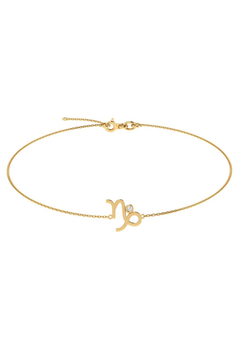 Capri Gold 18K Yellow Gold Capricorn Zodiac Sign Bracelet with Diamond