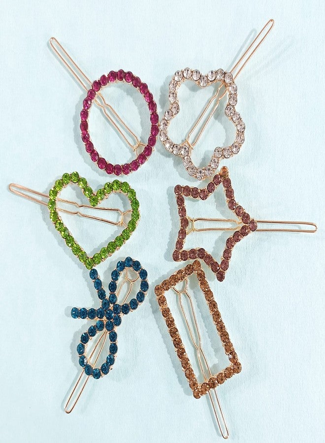 HOMEMATES 6 Pcs Hair Clips for Women rhinestone Crystal Letter Hair Pins for Girls Women Golden Crystal Hair Pin Hair Clip Fancy Jewellery Lock Pin Hair Accessories - Image 4