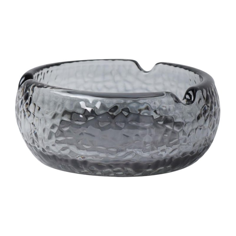 Large Crystal Glass Ashtray For Home Office Hotel Stylish Windproof With 3 Grooves Elegant Transparent Design For Cigarettes Cigars Decorative Modern Ashtray For Living Room Gray (Style 1)