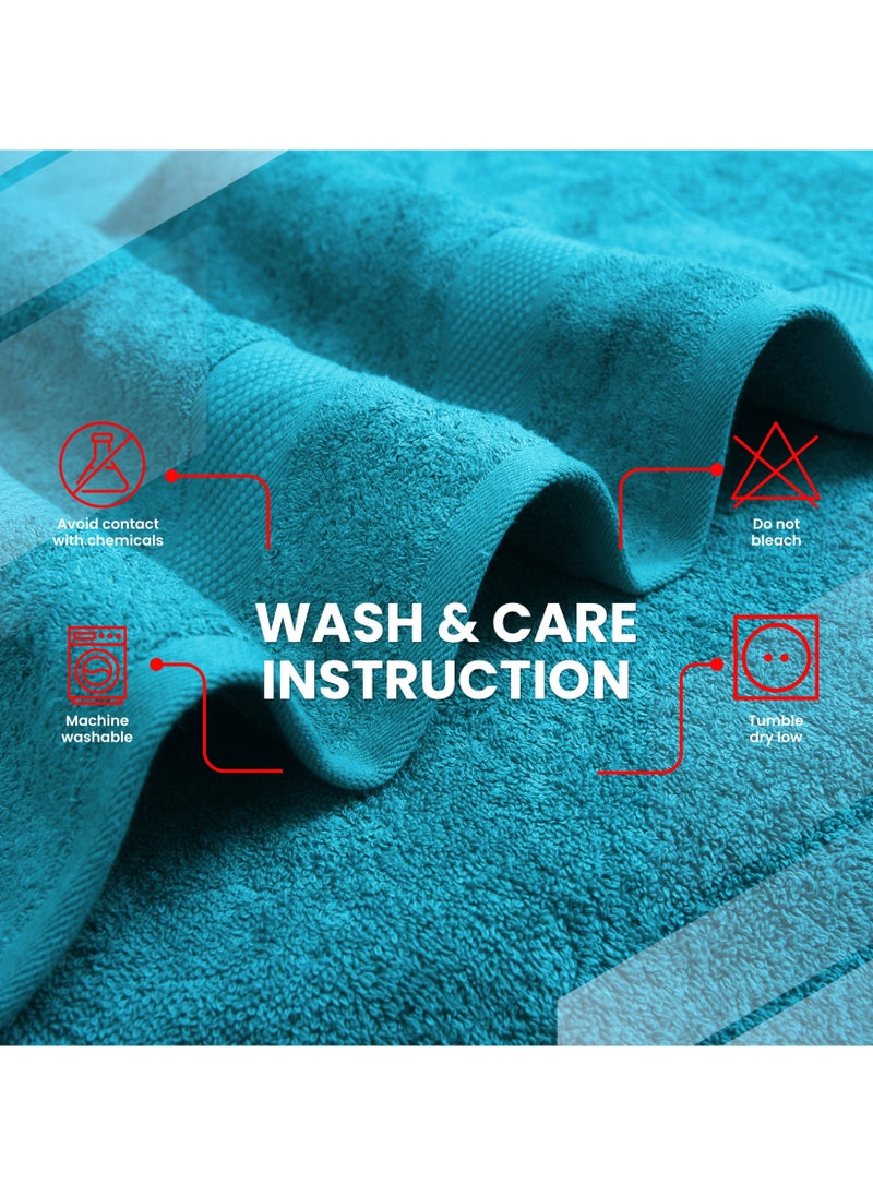 Infinitee Xclusives Premium Teal Bath Towels Set - [Pack of 8] 100% Cotton Highly Absorbent 2 Bath Towels, 2 Hand Towels and 4 Washcloths - Luxury Hotel & Spa Quality Bath Towels for Bathroom by Infinitee Xclusives  - Image 3