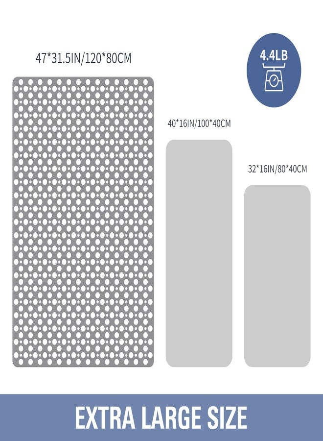 OTHWAY Large Shower Mat, 47"x 32" TPE Shower Mat Non Slip, Heavy Shower Floor Mat with Drain Holes and Suction Cups, No Odor Shower Mats for Inside Shower for Elderly Kids Bathroom(D-Grey) - Image 2