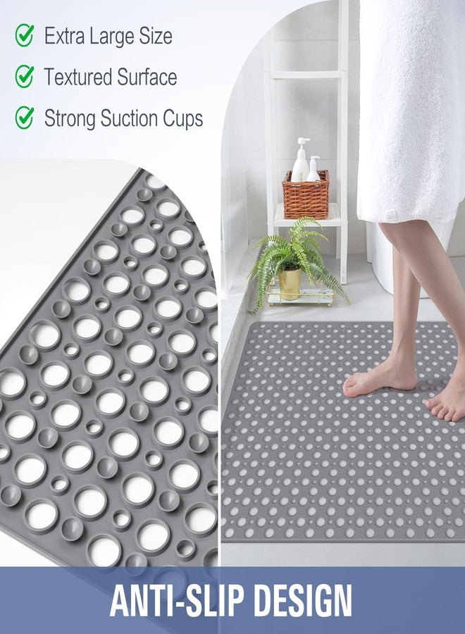 OTHWAY Large Shower Mat, 47"x 32" TPE Shower Mat Non Slip, Heavy Shower Floor Mat with Drain Holes and Suction Cups, No Odor Shower Mats for Inside Shower for Elderly Kids Bathroom(D-Grey) - Image 5