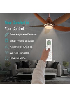 KUHL KUHL Luxus C5 1320mm Stylish 65 Power Saving BLDC Ceiling Fan with Remote Night Down Light 29W 5 Star Low Noise IoT Operate via Mobile Alexa Reverse Mode Free Installation Brown  - Image 4