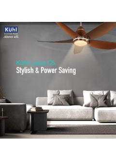 KUHL KUHL Luxus C5 1320mm Stylish 65 Power Saving BLDC Ceiling Fan with Remote Night Down Light 29W 5 Star Low Noise IoT Operate via Mobile Alexa Reverse Mode Free Installation Brown  - Image 2
