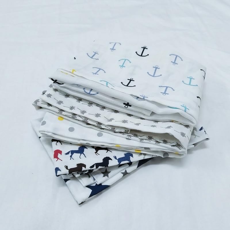 MAHAVEER COTTON Organic Cotton Muslin Pack of 5 Baby Large Napkins Multiuse Cotton Cloth Premium Baby Washable, Reusable, Absorbent, Extra Soft 55 X 55 Cm_Random Print - Image 4