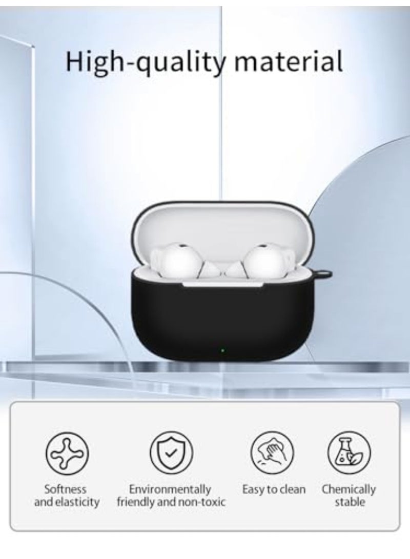 1Pcs Case Compatible with Huawei FreeBuds SE 4 ANC, Shockproof Soft Silicone Protective Case with Carabiner, Full Body Protection Anti-fingerprint (Black) - Image 3