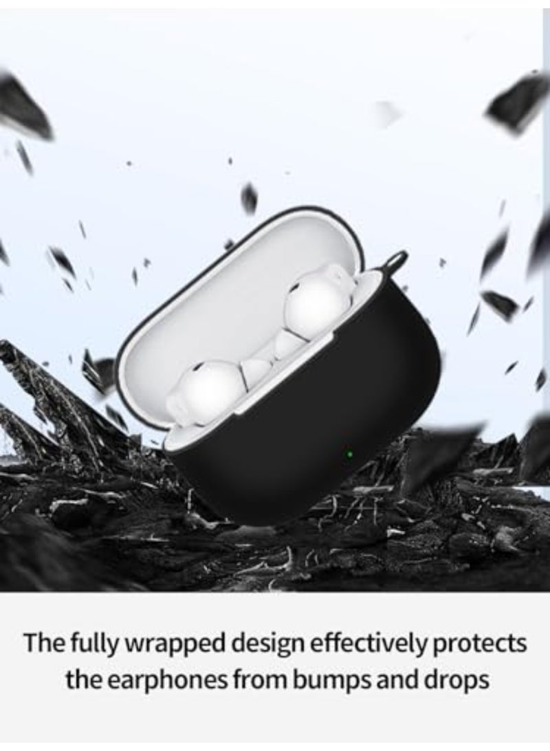 1Pcs Case Compatible with Huawei FreeBuds SE 4 ANC, Shockproof Soft Silicone Protective Case with Carabiner, Full Body Protection Anti-fingerprint (Black) - Image 5