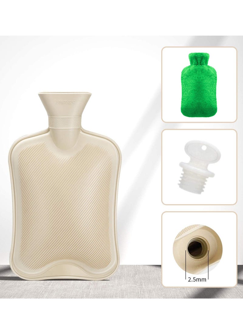 MARK STORE Hot Water Bottle with Soft Cover 2 Liter, Classic Rubber Hot Water Bag for Cramps, Neck, Shoulders Pain Relief, Hot Cold Pack for Hot and Cold Therapy and Feet Warmer  - Image 2