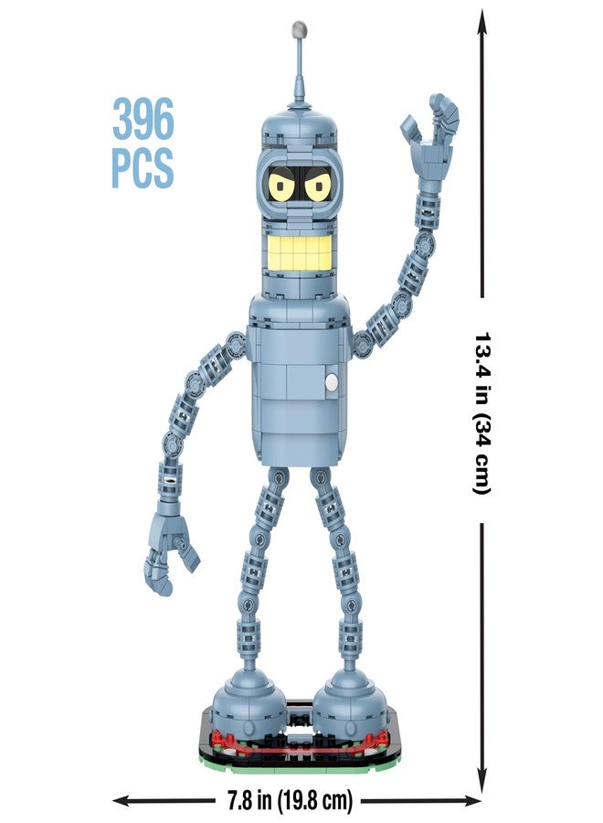 Brickcraft Futurama Bender Brick Building Kit | 396-Piece Posable Robot Figure with Gold Chain & Drinks | Sci-Fi Collectible Display Model, Holiday for Adults, Teens & Animated TV Fans - Image 2