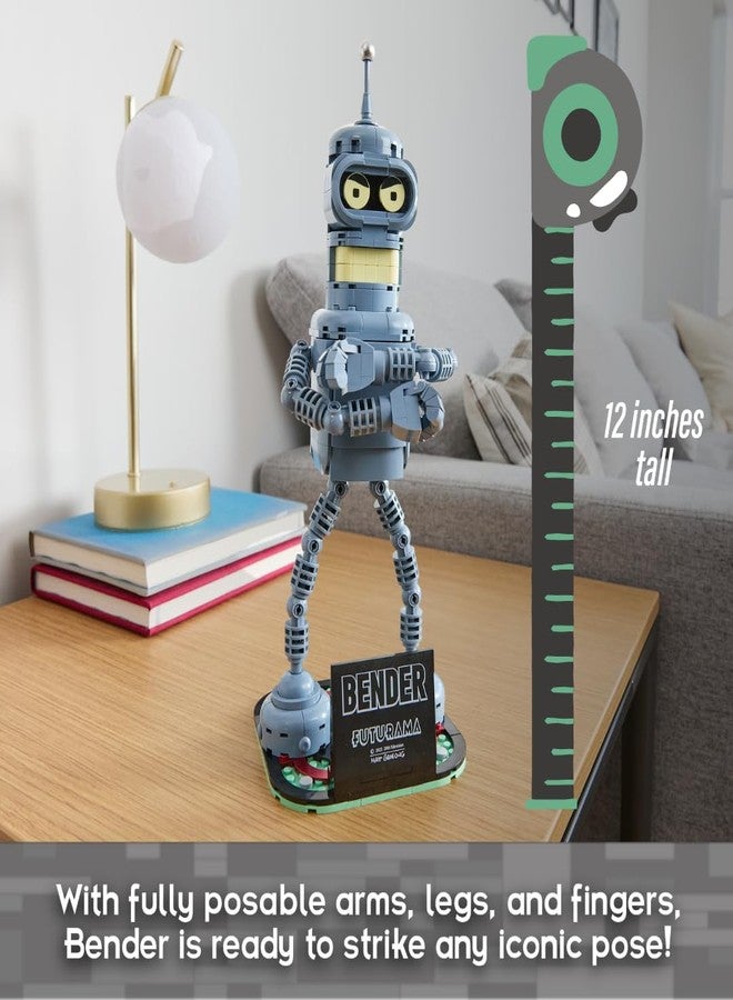 Brickcraft Futurama Bender Brick Building Kit | 396-Piece Posable Robot Figure with Gold Chain & Drinks | Sci-Fi Collectible Display Model, Holiday for Adults, Teens & Animated TV Fans - Image 3