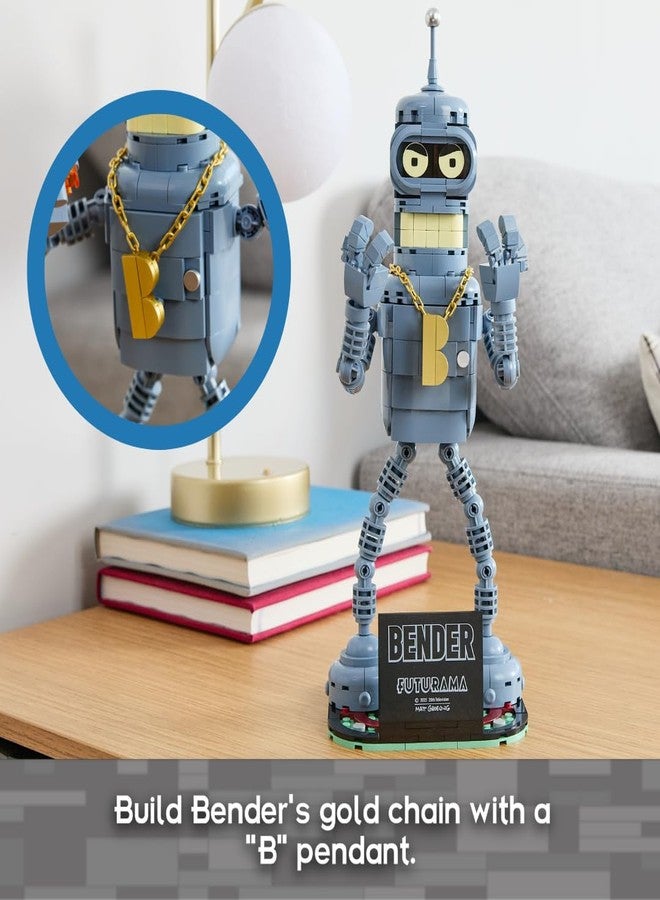 Brickcraft Futurama Bender Brick Building Kit | 396-Piece Posable Robot Figure with Gold Chain & Drinks | Sci-Fi Collectible Display Model, Holiday for Adults, Teens & Animated TV Fans - Image 5