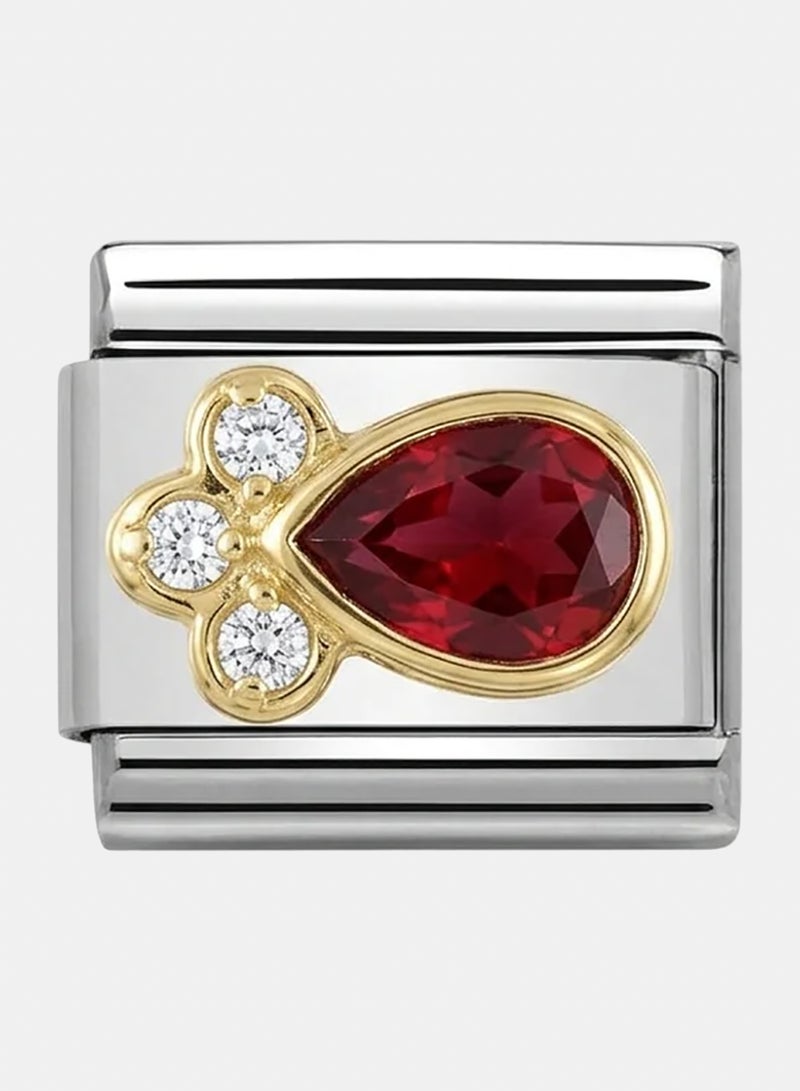 Red Ruby Paw- Silver Italian Charm