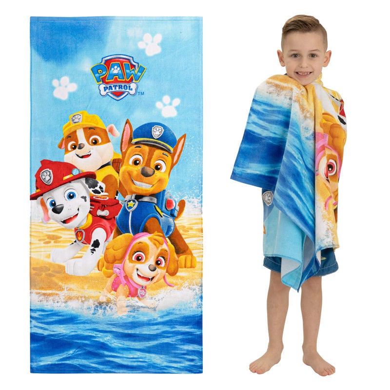 Franco Kids Super Soft Cotton Bath/Pool/Beach Towel, 58 in x 28 in, Paw Patrol - Image 1