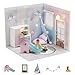 Kisoy Dollhouse Miniature with Furniture Kit DIY 3D Wooden DIY House Kit A Corner of a Small Apartment Style with Dust Cover LEDHandmade Tiny House Toys for Kids Adults Gift Toy Room - Image 2