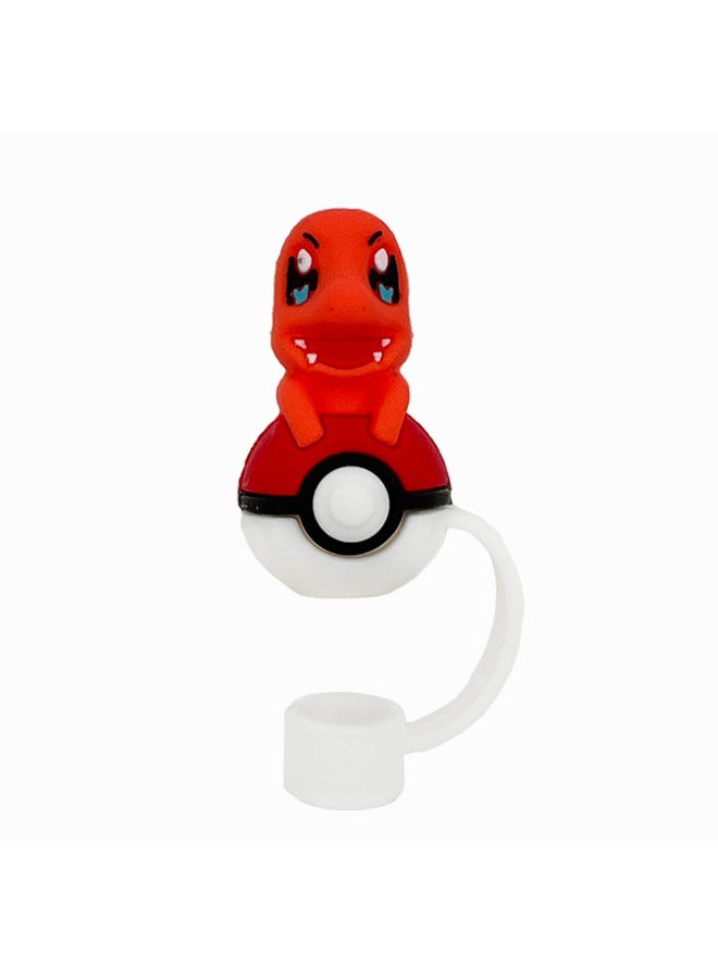 106 Explosions 10mm Straw Cap 3D Stereo Straw Plug Dust Cap Straw Accessories Dust Cover-Color:1 Small Fire Dragon Dust Plug - Image 1