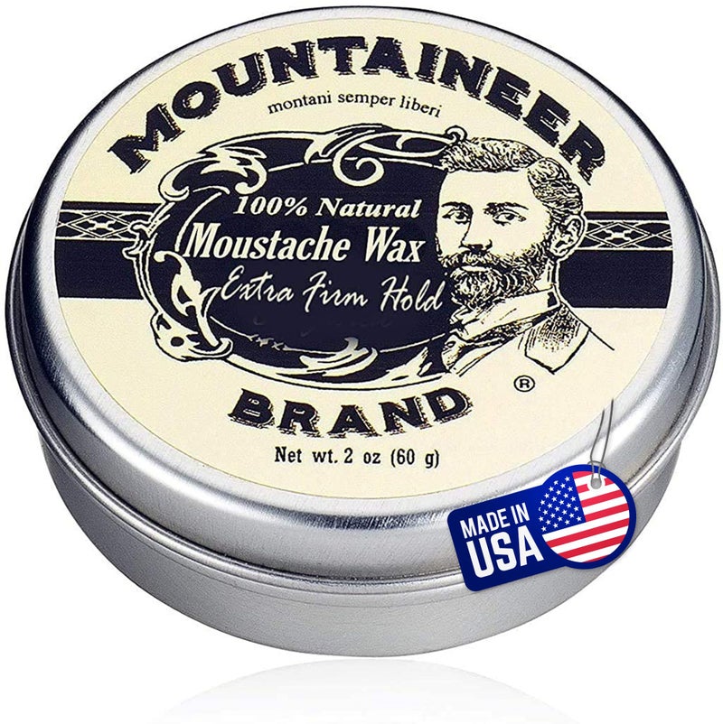 Mountaineer Brand Unscented Natural Mustache Wax | Strong and Extra Firm Hold | Made in West Virginia | Smooths, Conditons, Styles | Organic Moustache Balm | 2oz - Image 1