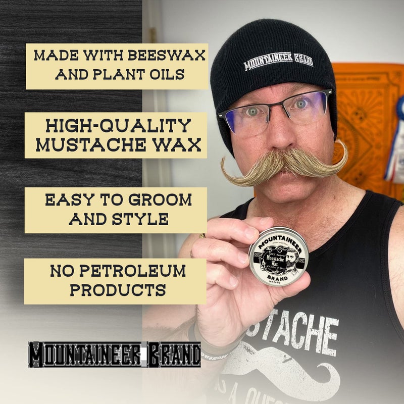 Mountaineer Brand Unscented Natural Mustache Wax | Strong and Extra Firm Hold | Made in West Virginia | Smooths, Conditons, Styles | Organic Moustache Balm | 2oz - Image 3