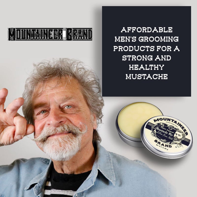 Mountaineer Brand Unscented Natural Mustache Wax | Strong and Extra Firm Hold | Made in West Virginia | Smooths, Conditons, Styles | Organic Moustache Balm | 2oz - Image 4