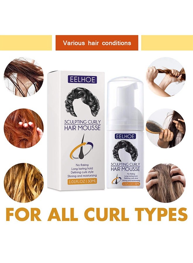 EELHOE Sculpting Curly Hair Mousse, Long Lasting Curls Defining Essence, Hydrating Nourishing Sculpting Hair Curling Mousse, Moisturizing No Flaking Curly Hair Repair Essence For Repair Damaged Roots - Image 3