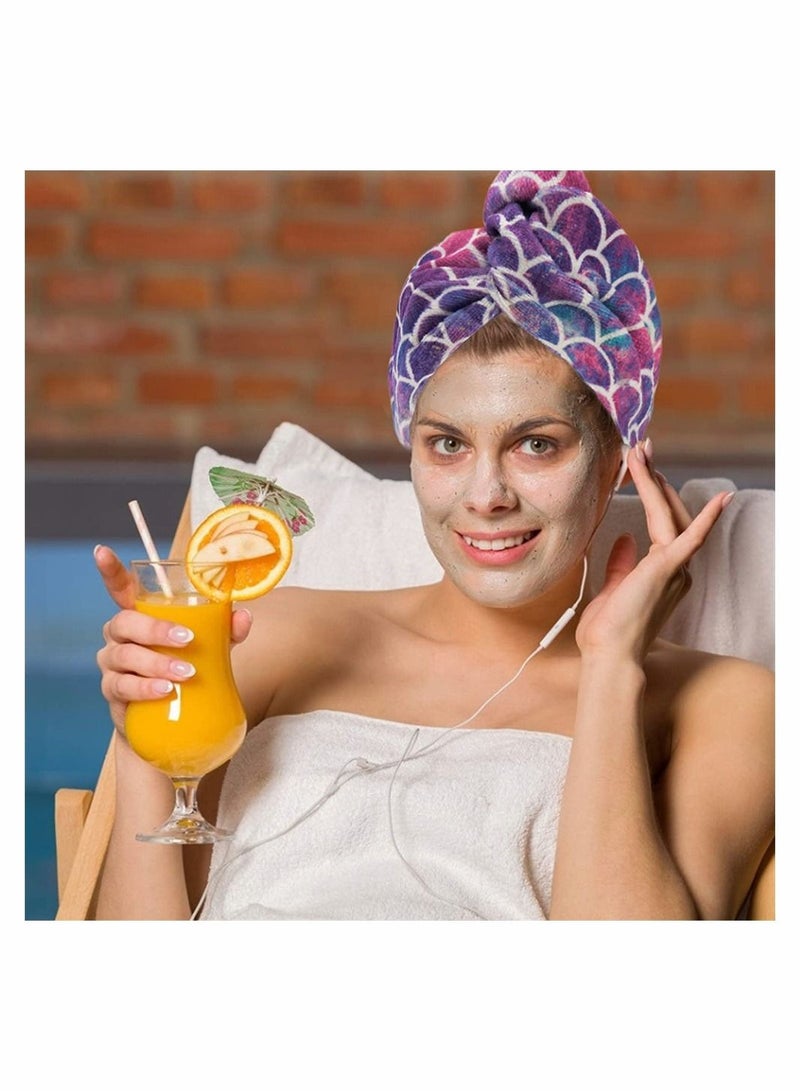 SYOSI Hair Drying Towel 3 Pack Microfiber Super Absorbent Instant Hair Dry Wrap With Button Anti Frizz Soft Bath Shower Cap Head Towel for Girls Women Ladies Kids Long Thick Hair  - Image 3
