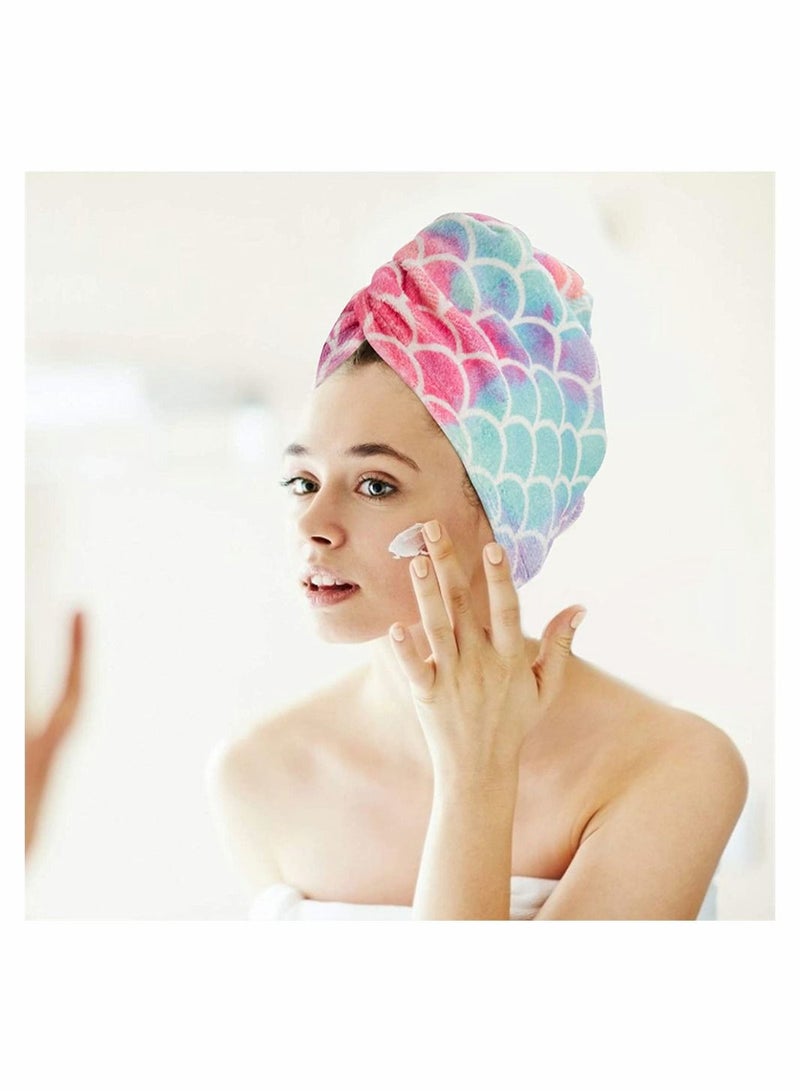 SYOSI Hair Drying Towel 3 Pack Microfiber Super Absorbent Instant Hair Dry Wrap With Button Anti Frizz Soft Bath Shower Cap Head Towel for Girls Women Ladies Kids Long Thick Hair  - Image 2