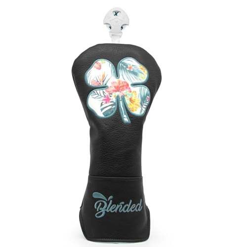 BAIRBRE Golf Club Covers White Lucky Clover Golf Head Covers Driver Covers Fariway Wood Headcover Hybrid Covers Leather Golf Headcover with Number Tag for All Brand for Fariway WoodBlack - Image 1