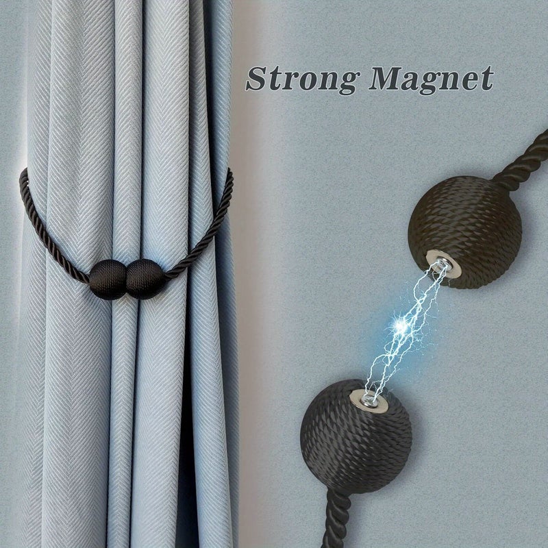 Set Of 2 White Magnetic Curtain Tiebacks Hooks Clip Holdbacks For Home Bedroom Office Decorative - Image 2