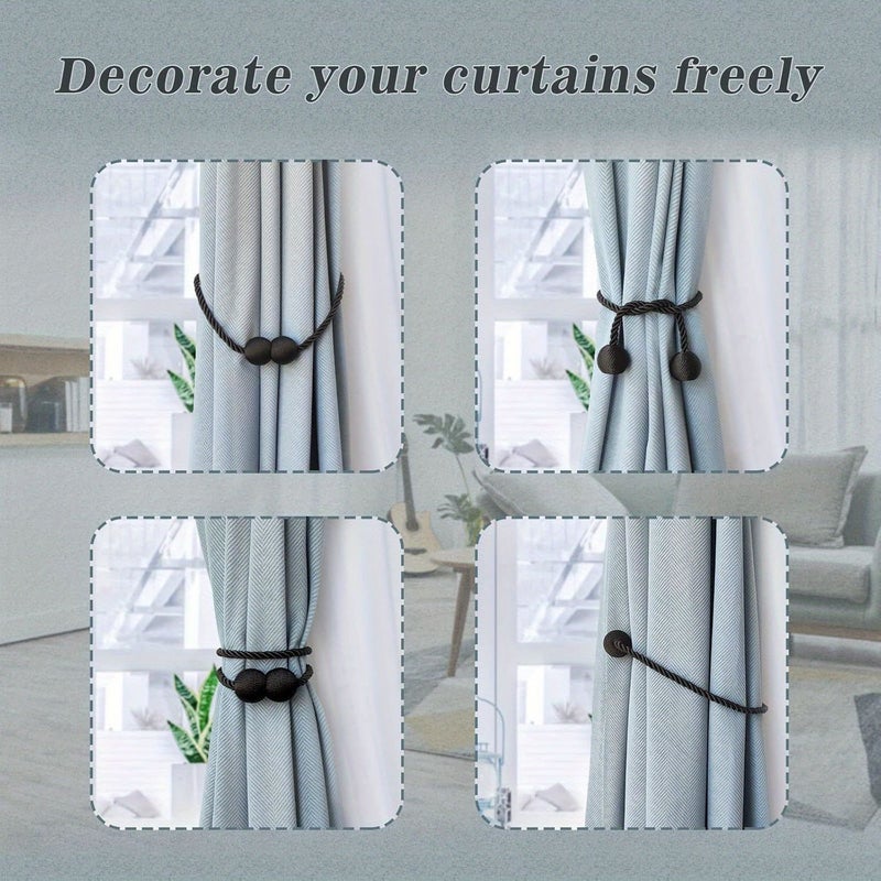 Set Of 2 White Magnetic Curtain Tiebacks Hooks Clip Holdbacks For Home Bedroom Office Decorative - Image 4