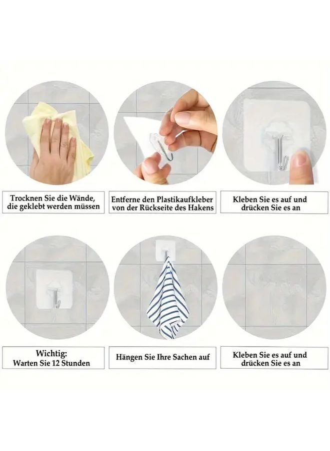50pcs Transparent Self Adhesive Sticky Hooks Wall Mounted Coat Utility Hanging Solution - Image 3