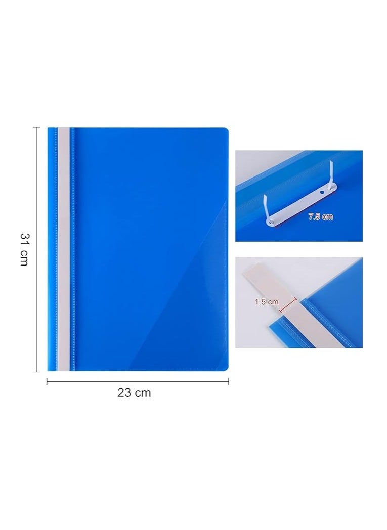 Generic - A4 Project Folders, Plastic Presentation Document Files Folders, A4 Report Organiser Holder with Transparent Cover And Fastener, 3 Colours (Pack of 6) - Image 1