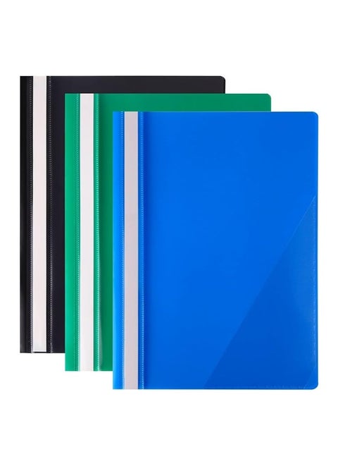 A4 Project Folders, Plastic Presentation Document Files Folders, A4 Report Organiser Holder with Transparent Cover And Fastener, 3 Colours (Pack of 6)