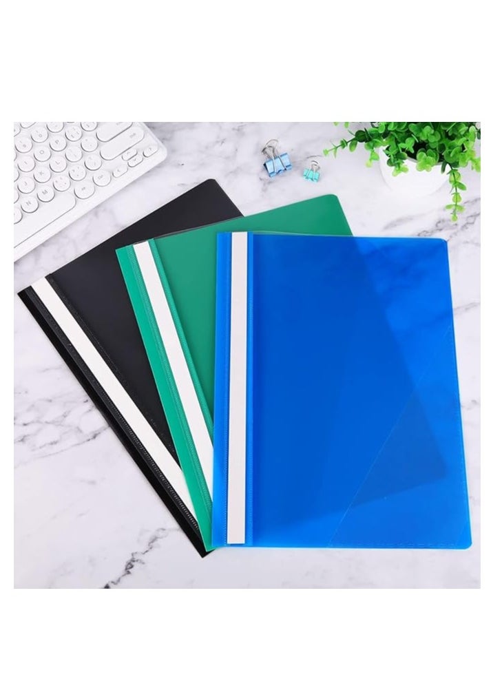 Generic - A4 Project Folders, Plastic Presentation Document Files Folders, A4 Report Organiser Holder with Transparent Cover And Fastener, 3 Colours (Pack of 6) - Image 1