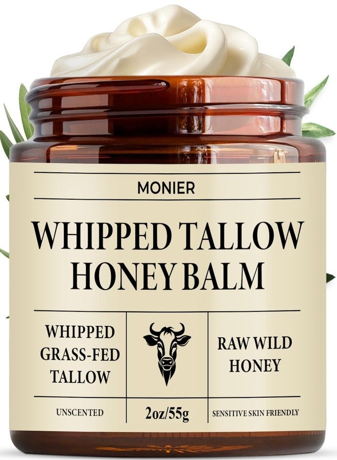 MONIER Whipped Beef Tallow for Skin, Tallow and Honey Balm for Face, Moisturizer with 100% Organic Grass-Fed Beef Tallow & Raw Wild Honey - Packaging May Vary - Dry & Sensitive Skin (Unscented) - Image 1