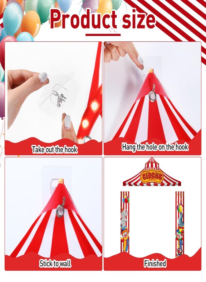 مجموعة WovWeave المكونة من 3 قطع لتزيين خيمة السيرك الكرنفالي، تتضمن زينة لحفلات بطابع حيوانات السيرك والمهرجين، ولافتة ترحيبية، ومظلة معلقة، وخلفية تصوير، ومستلزمات حفلات أعياد الميلاد وحفلات استقبال المولود الجديد. - Image 4