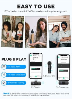 بويا ميكروفون لاسلكي من لافالير لأجهزة واجهة BOYA BY-V20 USB-C ، ميكروفون مكثف صغير لإلغاء الضوضاء لتسجيل الفيديو  - Image 2