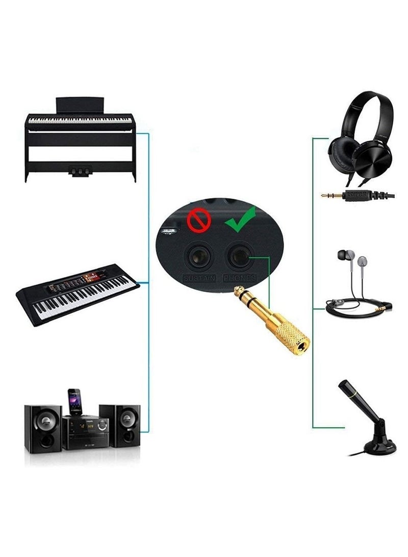 Adapter 6.35Mm Female To 3.5Mm Male Headphone Stereo Audio Jack Adapter - Gold - Image 4