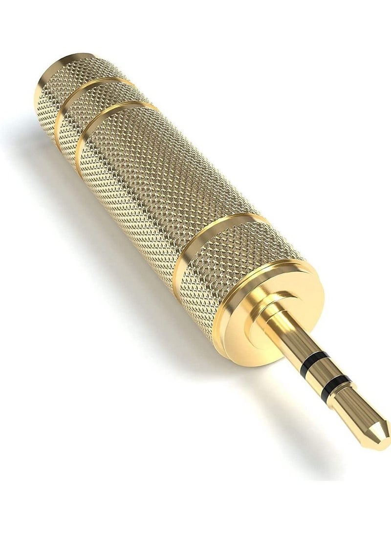Adapter 6.35Mm Female To 3.5Mm Male Headphone Stereo Audio Jack Adapter - Gold - Image 1