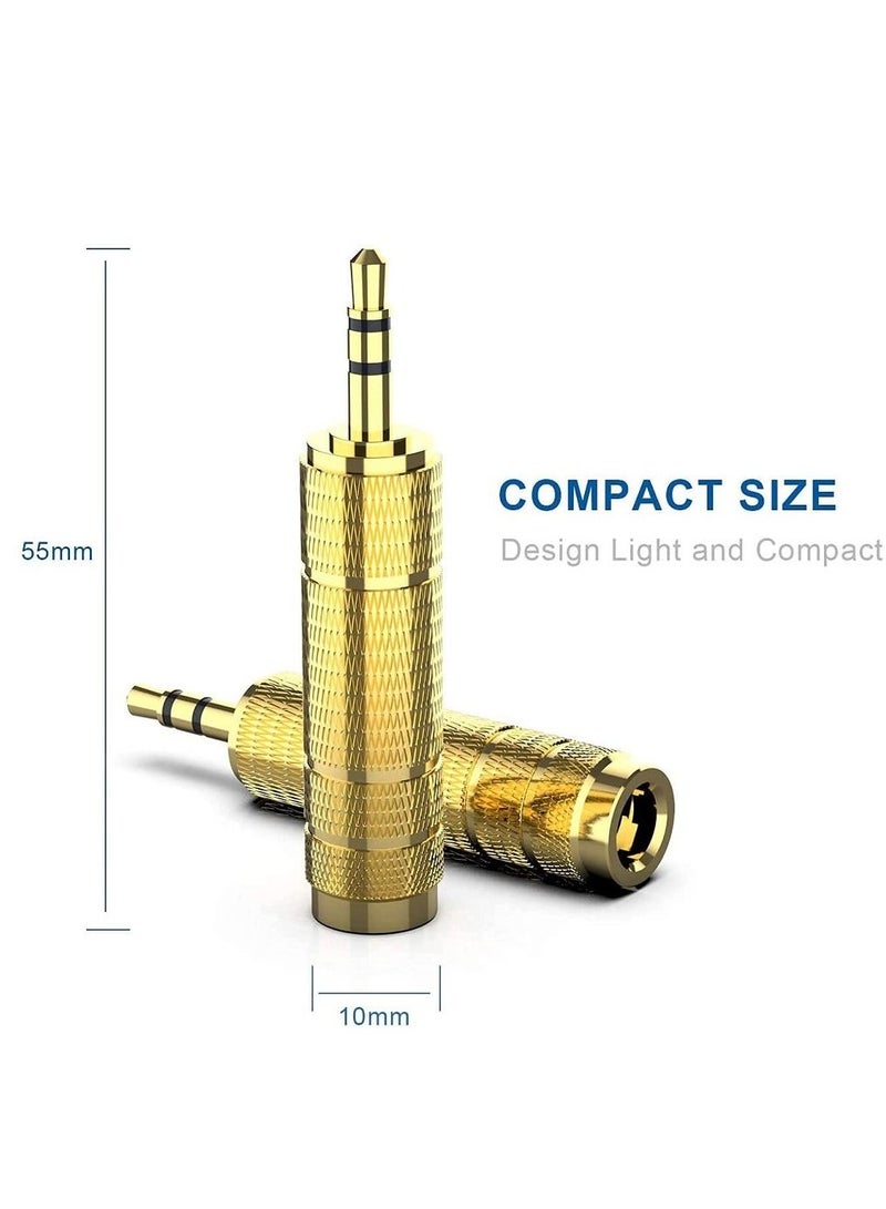 Adapter 6.35Mm Female To 3.5Mm Male Headphone Stereo Audio Jack Adapter - Gold - Image 2