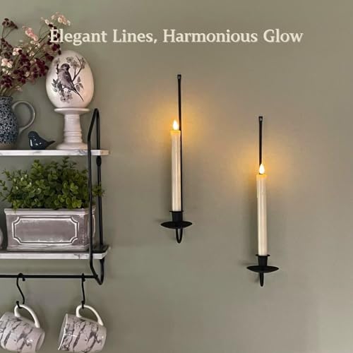 Batoslee Wall Candle Holder Set of 2, Stylish Black Metal Wall Mount Candle Sconces, Modern Wall Decoration for Living Room, Farmhouse, Fireplace, and Christmas Decor - Image 3
