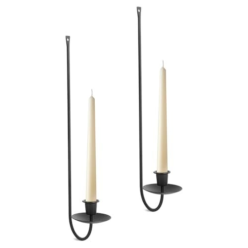 Batoslee Wall Candle Holder Set of 2, Stylish Black Metal Wall Mount Candle Sconces, Modern Wall Decoration for Living Room, Farmhouse, Fireplace, and Christmas Decor - Image 1
