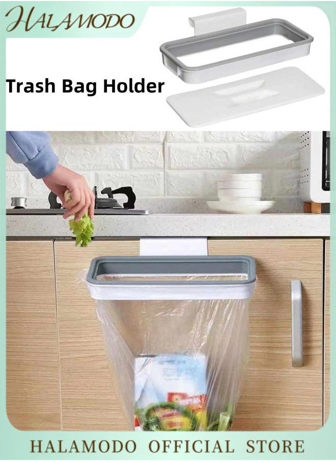 Generic Trash Bag Holder Rack Waste Garbage Bin Rack Holder Kitchen Tools Garbage Storage Rack Can with Removable Lid Multi for Kitchen Cabinet Door Storage Cupboard Towel Rails Rack  - Image 1