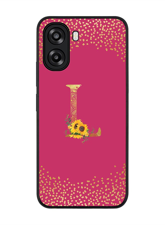 Stylizedd For Oppo A6t 5G / A6t 4G Case,Slim fit Camera Protection, Shockproof Thin Phone cover  - Custom Floral Monogram - L ( Deep Pink ) - Image 1