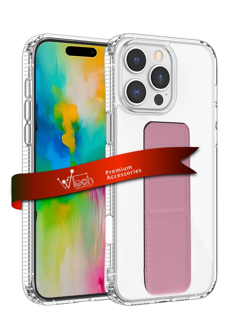 Wtech Apple iPhone 16 Pro Max 2024 TPU Hand Grip Air Pillow Case Cover - Clear/Pink - Image 1