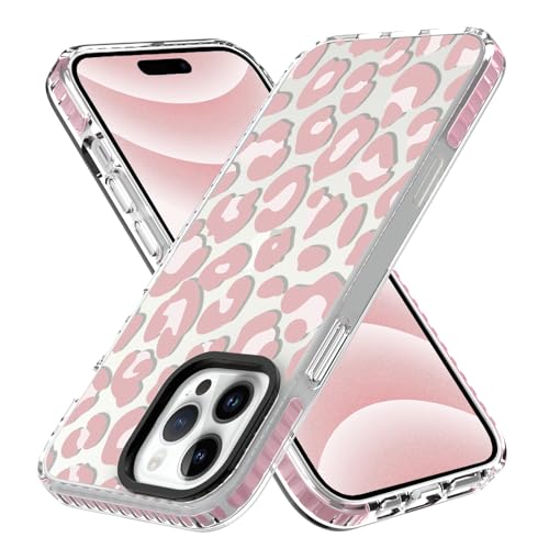 ZIYE Clear Case for iPhone 16 Pro Max Phone Case Pink Leopard Design Shockproof Soft TPU Bumper Protective for Women Girls Girly Cute Cover - Image 1