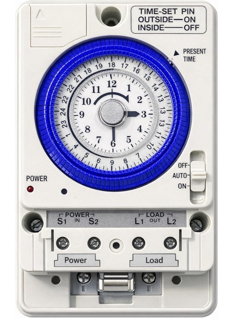مؤقت فوجيمارا STM-30 عالي التحمل 30 أمبير – مفتاح توقيت ميكانيكي تناظري، 240 فولت 50/60 هرتز، تشغيل وإيقاف تلقائي لمضخة المياه والمحركات والسخانات والإضاءة - Image 2