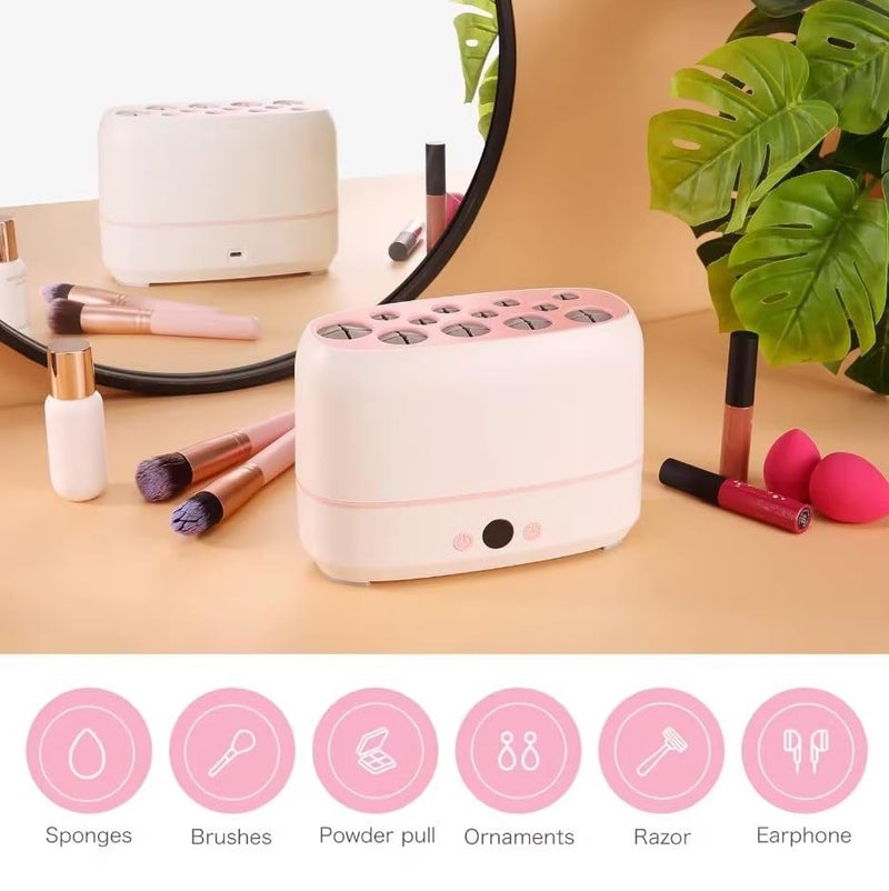 Azelf Upgraded Makeup Brushes Dryer Electric Cosmetic Automatic Brush Drying Machine No Harmful for Bristles with ThermoControl 12 Various Hole Compatible with 98 Makeup Brush - Image 2