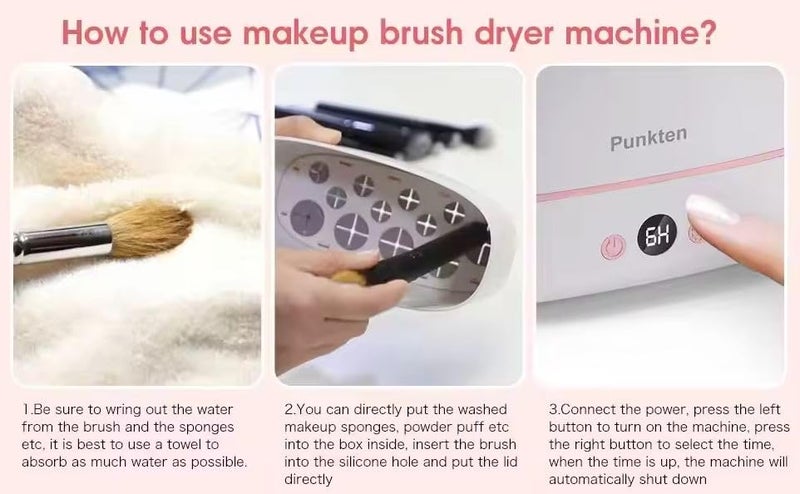 Azelf Upgraded Makeup Brushes Dryer Electric Cosmetic Automatic Brush Drying Machine No Harmful for Bristles with ThermoControl 12 Various Hole Compatible with 98 Makeup Brush - Image 4