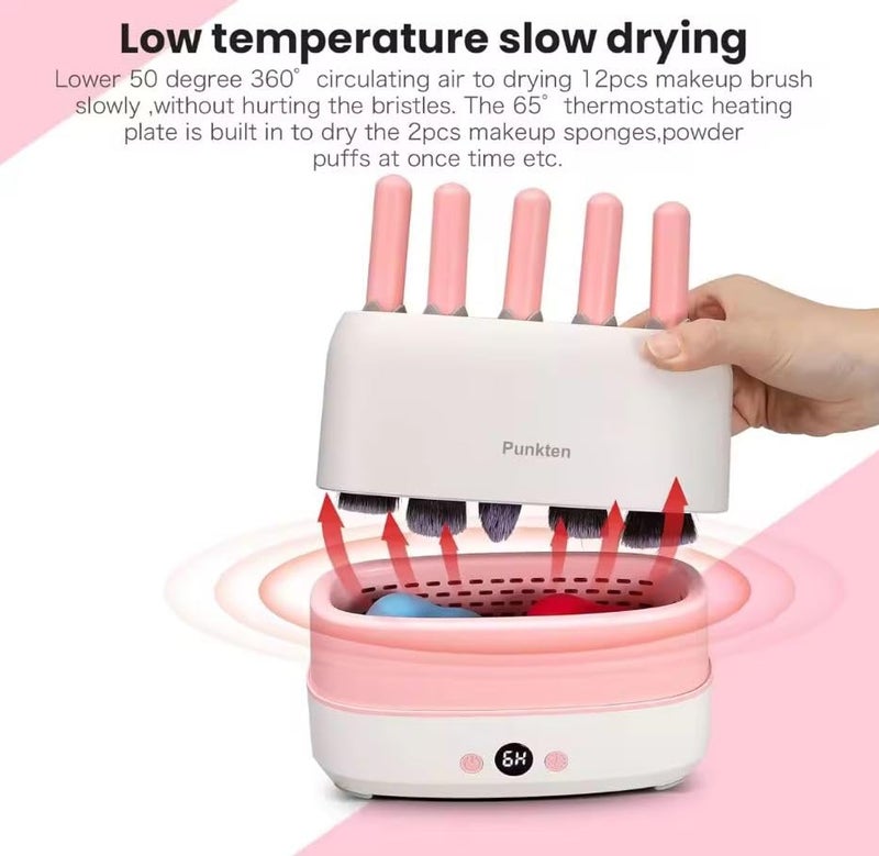 Azelf Upgraded Makeup Brushes Dryer Electric Cosmetic Automatic Brush Drying Machine No Harmful for Bristles with ThermoControl 12 Various Hole Compatible with 98 Makeup Brush - Image 3