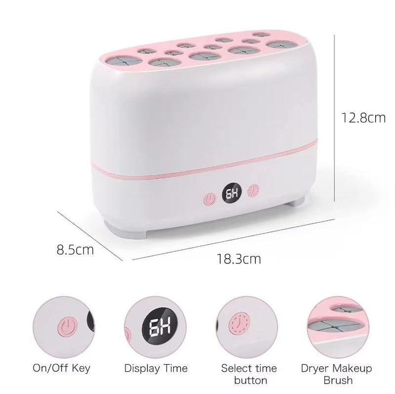 Azelf Upgraded Makeup Brushes Dryer Electric Cosmetic Automatic Brush Drying Machine No Harmful for Bristles with ThermoControl 12 Various Hole Compatible with 98 Makeup Brush - Image 5
